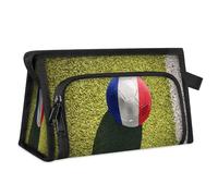 Travel Makeup Bag for Women Men Soccer Ball France Flag Cosmetic Wash Pouch Bag Toiletry Toiletries Shower Bag Organizer