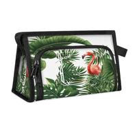 Travel Makeup Bag for Women Men Tropical Leaves Flamingos Cosmetic Wash Pouch Bag Toiletry Toiletries Shower Bag Organizer