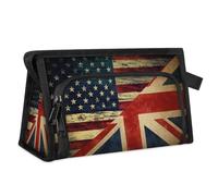Travel Makeup Bag for Women Men Vintage America UK Flag Cosmetic Wash Pouch Bag Toiletry Toiletries Shower Bag Organizer