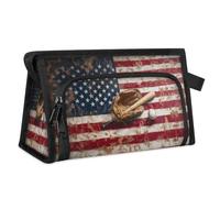 Travel Makeup Bag for Women Men Vintage American Baseball Flag Cosmetic Wash Pouch Bag Toiletry Toiletries Shower Bag Organizer