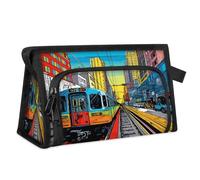 Travel Makeup Bag for Women Men Watercolor Europe City Metro Car Cosmetic Wash Pouch Bag Toiletry Toiletries Shower Bag Organizer
