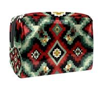 Travel Makeup Bag for Women, Sage Green Red Grey and Black Diamonds Small PVC Cosmetic Bag with Zipper, Waterproof Toiletry Bag Accessories Storage Pouch