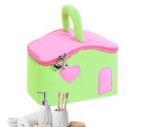 Travel Makeup Bag, House Shape Pouch, Handheld Cosmetic Case, Zipper Closure, Spacious Interior, Lightweight Build, Easy Carry, Perfect for Road Trip, Gym, Commute, Backpacking, Birthday