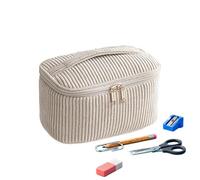 Travel Makeup Bag, Large Capacity Corduroy Pencil Pouch, Soft Fashion Toiletry Bag with Spacious Compartments, Home Storage for Women and Girls, a, Se référer au descriptif