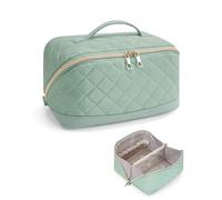 Travel Makeup Bag Large Capacity Cosmetic Bag for Women Portable Make up Bag with Clear Divider and Brush Compartment