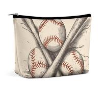 Travel Makeup Bag Large Capacity Cosmetic Bags for Women Waterproof Portable Cosmetic Bag Storage Bag Native American Dream Catcher Printed Toiletry Bag, Hand Drawn Baseball Bats, One Size