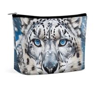 Travel Makeup Bag Large Capacity Cosmetic Bags for Women Waterproof Portable Cosmetic Bag Storage Bag Brown Cowhide Printed Toiletry Bag, Blue eyed snow leopard, One Size