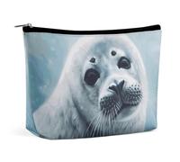 Travel Makeup Bag Large Capacity Cosmetic Bags for Women Waterproof Portable Cosmetic Bag Storage Bag I Love My Dog Dachshunds Printed Toiletry Bag, Harp Seal Painting Wallpaper, One Size