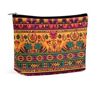 Travel Makeup Bag Large Capacity Cosmetic Bags for Women Waterproof Portable Cosmetic Bag Storage Bag Music Drum in Field Printed Toiletry Bag, Mexican Folk Art Boho, One Size