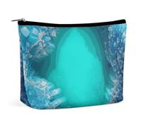 Travel Makeup Bag Large Capacity Cosmetic Bags for Women Waterproof Portable Cosmetic Bag Storage Bag Brown Cowhide Printed Toiletry Bag, Bright Aqua Blue Turquoise, One Size