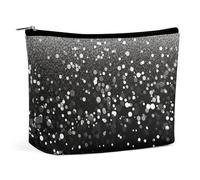 Travel Makeup Bag Large Capacity Cosmetic Bags for Women Waterproof Portable Cosmetic Bag Storage Bag Flamingos Watercolor Tropics Printed Toiletry Bag, Black white glitter, One Size
