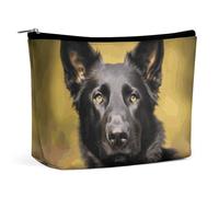 Travel Makeup Bag Large Capacity Cosmetic Bags for Women Waterproof Portable Cosmetic Bag Storage Bag Blue Hibiscus Flower Printed Toiletry Bag, Black german shepherd dog, One Size