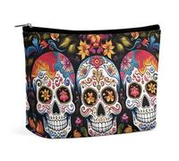 Travel Makeup Bag Large Capacity Cosmetic Bags for Women Waterproof Portable Cosmetic Bag Storage Bag Cute Beagle Dog Printed Toiletry Bag, Colorful Flower Skulls, One Size