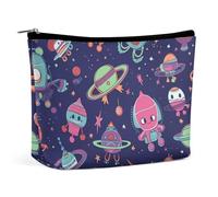 Travel Makeup Bag Large Capacity Cosmetic Bags for Women Waterproof Portable Cosmetic Bag Storage Bag Green And Orange Dinosaur Printed Toiletry Bag, Cute Spaceship and Ball, One Size