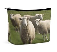 Travel Makeup Bag Large Capacity Cosmetic Bags for Women Waterproof Portable Cosmetic Bag Storage Bag Teal Camouflage Printed Toiletry Bag, Sheep and Lambs, One Size