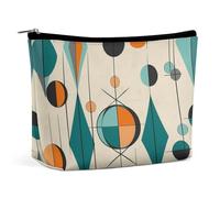 Travel Makeup Bag Large Capacity Cosmetic Bags for Women Waterproof Portable Cosmetic Bag Storage Bag Music Drum in Field Printed Toiletry Bag, Mid Century Geometric, One Size