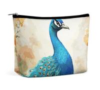 Travel Makeup Bag Large Capacity Cosmetic Bags for Women Waterproof Portable Cosmetic Bag Storage Bag Cluster of Stars in Night Sky Printed Toiletry Bag, Cartoon blue peacock, One Size