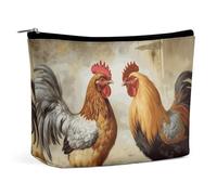 Travel Makeup Bag Large Capacity Cosmetic Bags for Women Waterproof Portable Cosmetic Bag Storage Bag Compass And Old World Map Printed Toiletry Bag, Chicken And Rooster Print, One Size