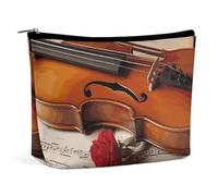 Travel Makeup Bag Large Capacity Cosmetic Bags for Women Waterproof Portable Cosmetic Bag Storage Bag Waves Sea Birds Printed Toiletry Bag, Violin Sheet Music, One Size