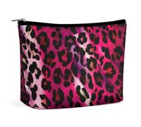 Travel Makeup Bag, Large Capacity Hot Pink Tie Dye Leopard Cheetah Print Cosmetic Bag for Women, Waterproof Toiletry Bag Accessories Organizer, Portable Makeup Brush Bag