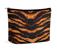 Travel Makeup Bag, Large Capacity Waterproof Cosmetic Bag, Portable Zipper Pouch, PU Leather Toiletry Bag for Women, Animal Camouflage Tigers Stripes
