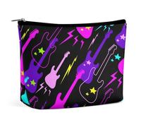Travel Makeup Bag, Large Capacity Waterproof Cosmetic Bag Trippy Electric Guitars, Personalized Accessories Storage Bag, Aesthetic Design Ladies Tote Bag