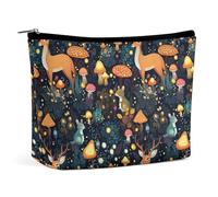 Travel Makeup Bag, Large Capacity Waterproof Cosmetic Bag Wild Animals Deer Rabbit Magic Mushrooms, Personalized Accessories Storage Bag, Aesthetic Design Ladies Tote Bag