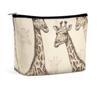 Travel Makeup Bag Portable Cosmetic Bag Hi Bear Sit on The Lawn Makeup Storage Bag for Women/girl, Hand Drawn Giraffes, One Size