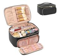 Travel Makeup Bag, Portable Cosmetic Bag with Makeup Brush Organiser Large Capacity Make up Case Water-Resistant Toiletry Bag for Women Travel Essentials, Large