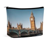 Travel Makeup Bag Portable Cosmetic Bags for Women Big Ben And Houses of Parliament Riverside Make Up Bags Organizer With Zipper Waterproof Open Flat Toiletry Bag Cute Makeup Pouch for Travel Accessor