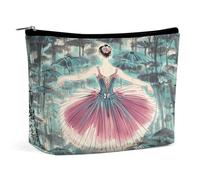 Travel Makeup Bag Portable Cosmetic Bags for Women Classical Ballet Elegant Ballerina Make Up Bags Organizer With Zipper Waterproof Open Flat Toiletry Bag Cute Makeup Pouch for Travel Accessories