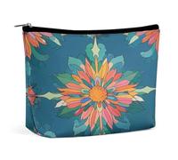 Travel Makeup Bag Portable Cosmetic Bags for Women Vibrantly Colored Scottish Thistle Pattern Make Up Bags Organizer With Zipper Waterproof Open Flat Toiletry Bag Cute Makeup Pouch for Travel Accessor