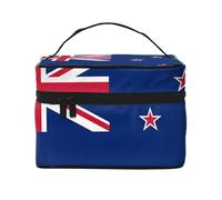 Travel Makeup Bag showcasing The New Zealand Flag, Equipped with Multiple compartments and Crafted from Large Capacity Polyester Twill for Gym, Camping, and Business Trips.