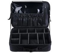 Travel Makeup Bag Train Case Portable Cosmetics Case with Adjustable Dividers Oxford Cloth Brush Storage Case
