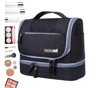 Travel Makeup Bag, Travel Toiletry Bags | Waterproof Makeup Bag | Bathroom Bors with Hook, Liquid Separation Organizer for Lozion, Black, Please refer to the description, Please refer to description