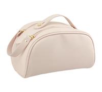 Travel Makeup Bag Waterproof Cosmetic Bag Double Zippers Cosmetic Organizer Bag Makeup Case PU Leather Toiletry Bag, Pink, As Shown