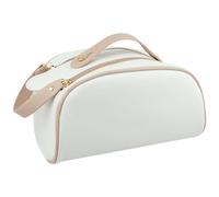 Travel Makeup Bag Waterproof Cosmetic Bag Double Zippers Cosmetic Organizer Bag Makeup Case PU Leather Toiletry Bag, Silver, As Shown