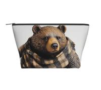 Travel Makeup Bag Waterproof Cosmetic Bag Rustic Lodge Bear Toiletry Bag for Women Makeup Organizer Case Wide-Open Pouch Purse Men's Travel Wash Bag with Zipper