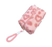 Travel Makeup Bag - Waterproof Storage Case, Heart Design Plush Bag | Lightweight Makeup Pouch with Multiple Compartments, Small Portable Organizer with Lanyard Presents for Girls Women Weekend Trips