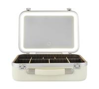 Travel Makeup Bag with Dimmable LED Light Mirror Women Cosmetic Bag Travel Makeup Case Organizer, Adjustable Compartments, 34 x 24 x 12 cm