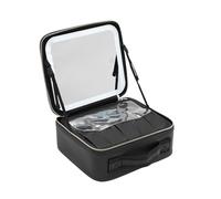 Travel Makeup Bag with Led Light Mirror, Portable Cosmetic Organizer, Suitable for Storing All Kinds of Cosmetics and Makeup Tools. (Black)