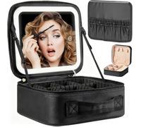 Travel Makeup Bag with LED Lighted Mirror