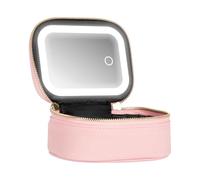 Travel Makeup Bag with LED Mirror Lightweight Cosmetic Organizer Case Pouch | 3 Adjustable Brightness USB Charging Makeup Bag with Light Up Mirror for Women Teens Travel Touch-Ups Toiletry Vanity