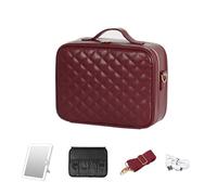 Travel Makeup Bag with LED Mirror, Makeup Organizer with Lighted Mirror, Ideal Travel Essentials for Women，PU Leather Material，Three-Colour Light Source Makeup Organiser Bag