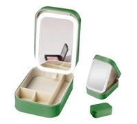 Travel Makeup Bag with LED Mirror,Portable Cosmetics Bag with 3 Colors Brightness Adjustable Makeup Mirrors, Lighted Cosmetic Case,Waterproof Makeup Vanity Case Storage for Women (Green)