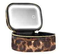 Travel Makeup Bag with LED Mirrour, Leather Cosmetic Pouches with Zipper Minis Toiletry Bags Cosmetic Pouches Minis with Led Mirrour