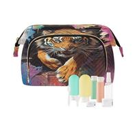 Travel Makeup Bags Animal Tigers Breaking Through The Wall Zipper Change Purse for Travel Makeup