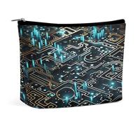 Travel Makeup Bags PU Leather Coding Pattern Cosmetic Bag with Zipper Large Toiletry Bag for Women Waterproof Portable Makeup Case Organizer Cute Zipper Pouch Make Up Bags