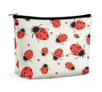 Travel Makeup Bags PU Leather Ladybugs Pattern Infinite Speckled Cosmetic Bag with Zipper Large Toiletry Bag for Women Waterproof Portable Makeup Case Organizer Cute Zipper Pouch Make Up Bags