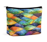 Travel Makeup Bags PU Leather Rainbow Fish Scale Cosmetic Bag with Zipper Large Toiletry Bag for Women Waterproof Portable Makeup Case Organizer Cute Zipper Pouch Make Up Bags